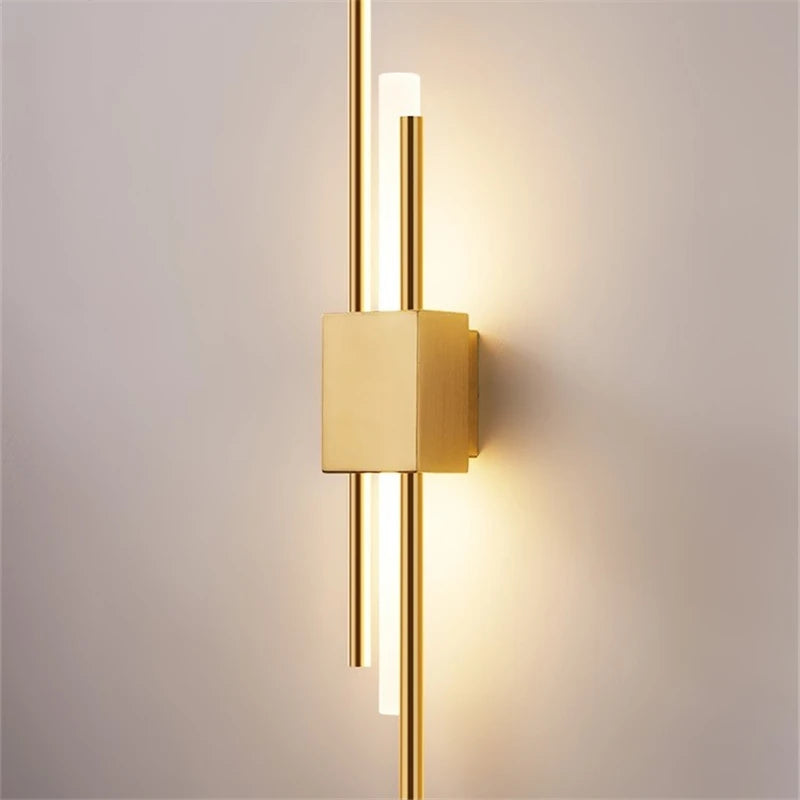 Moderno e minimalista ferro arte lâmpada de parede para sala estar arandelas linha tubo luminária led acrílico abajur iluminação interior