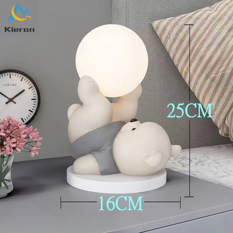 Nordic moderno urso acrobático led lâmpada de assoalho quarto estudo sala jantar lâmpada mesa cabeceira sala estar decorativa resina noite lâmpada
