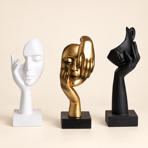 Escultura Face a Face de Resina para Decoração de Interiores