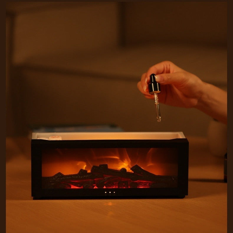 Difusor de Aromas com Chama Simulada 3D e Luz LED