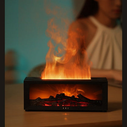 Difusor de Aromas com Chama Simulada 3D e Luz LED