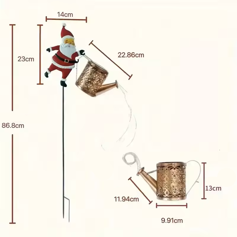 Luzes Solares de Natal | Papai Noel com Chaleira Mágica