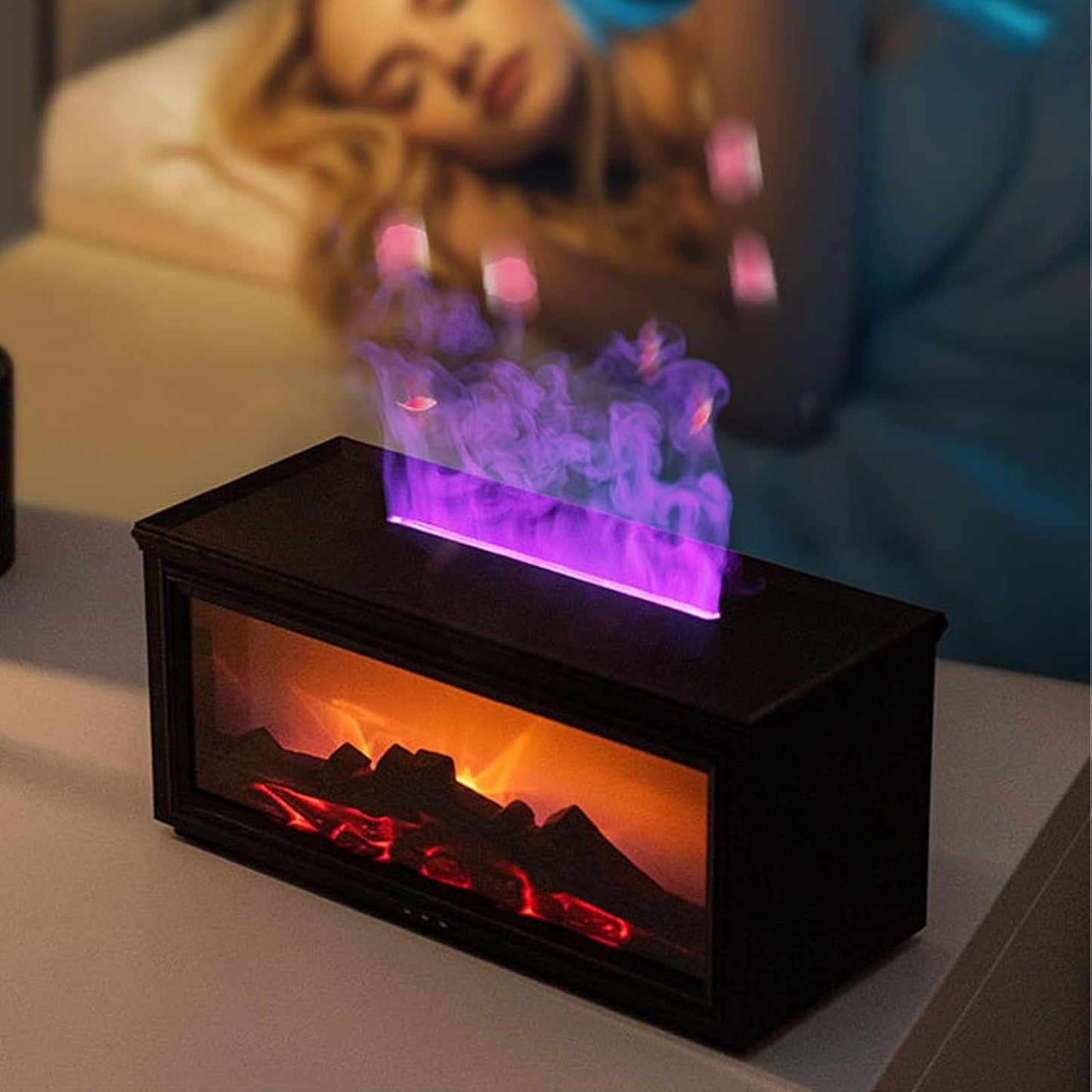 Difusor de Aromas com Chama Simulada 3D e Luz LED