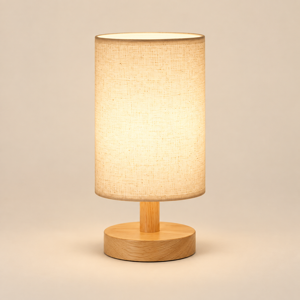 Luminária USB de Madeira com Cúpula Cilíndrica