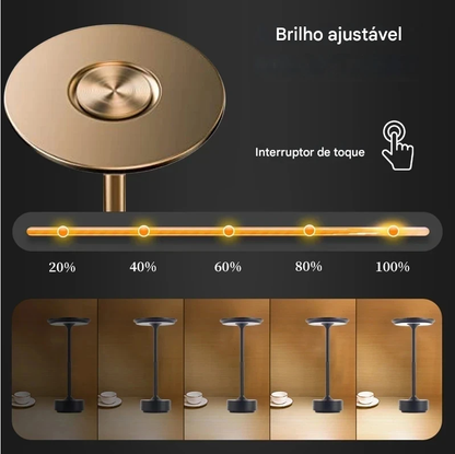 Luminária de Mesa LED com Carregamento USB e Toque Sensível