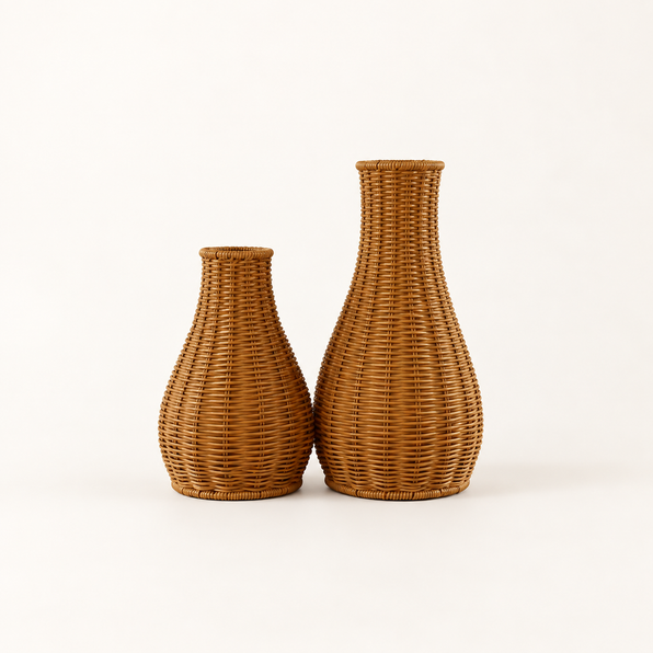 Vaso de Plástico com Aparência de Rattan
