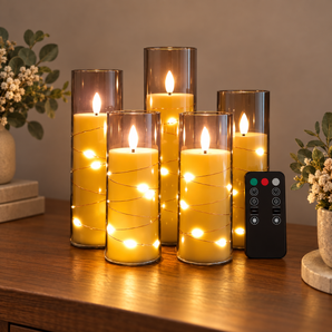 Velas LED Decorativas com Luz de Corda e Controle Remoto