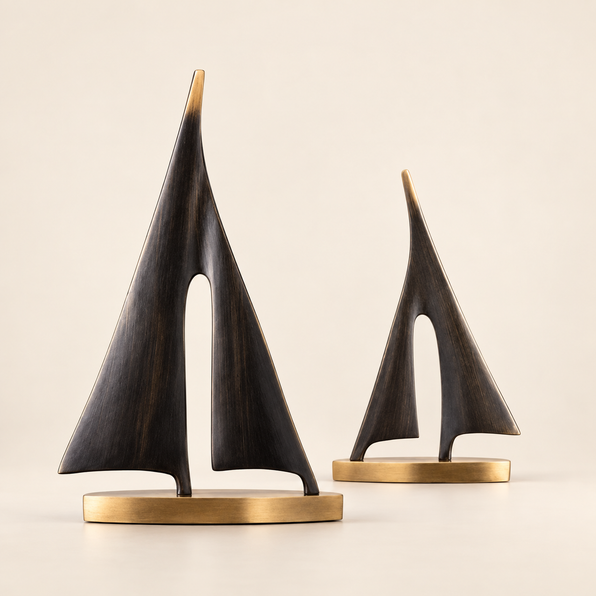 Veleiros Decorativos de Resina, 2 Peças