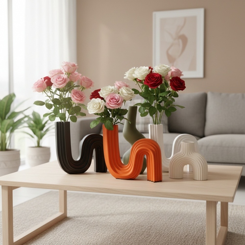 Vaso Geométrico U | Resina Moderna e Elegante